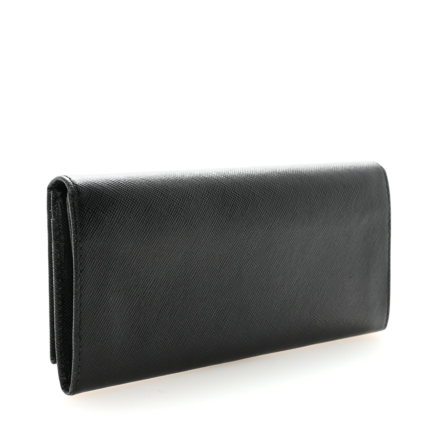 Saffiano Triangle Logo Continental Flap Travel Wallet Black
