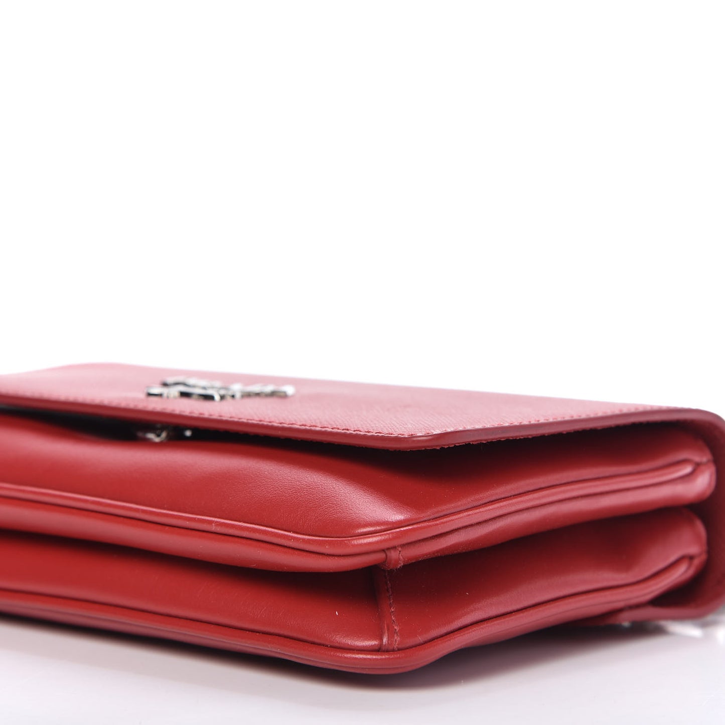 Saffiano Soft Calfskin Chain Crossbody Bag Fuoco