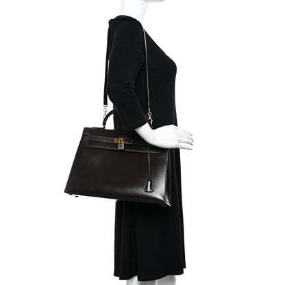Hermes Tadelakt Kelly Sellier 35 Chocolate 2 of 16