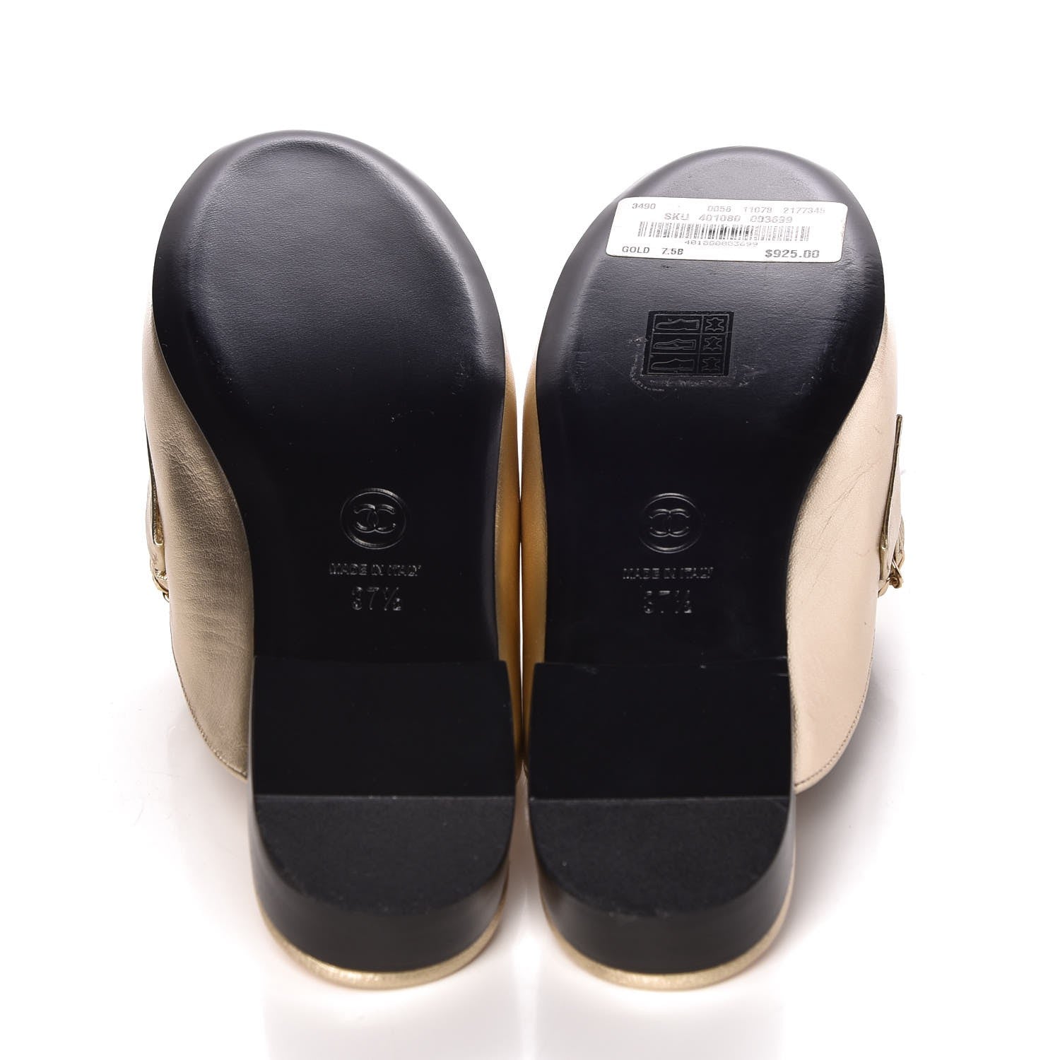 Chanel Metallic Lambskin Chain Braided Mules 37.5 Light Gold 5 of 9