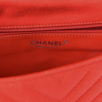 Chanel Jersey Chevron Quilted Medium Single Flap Red 8 of 12