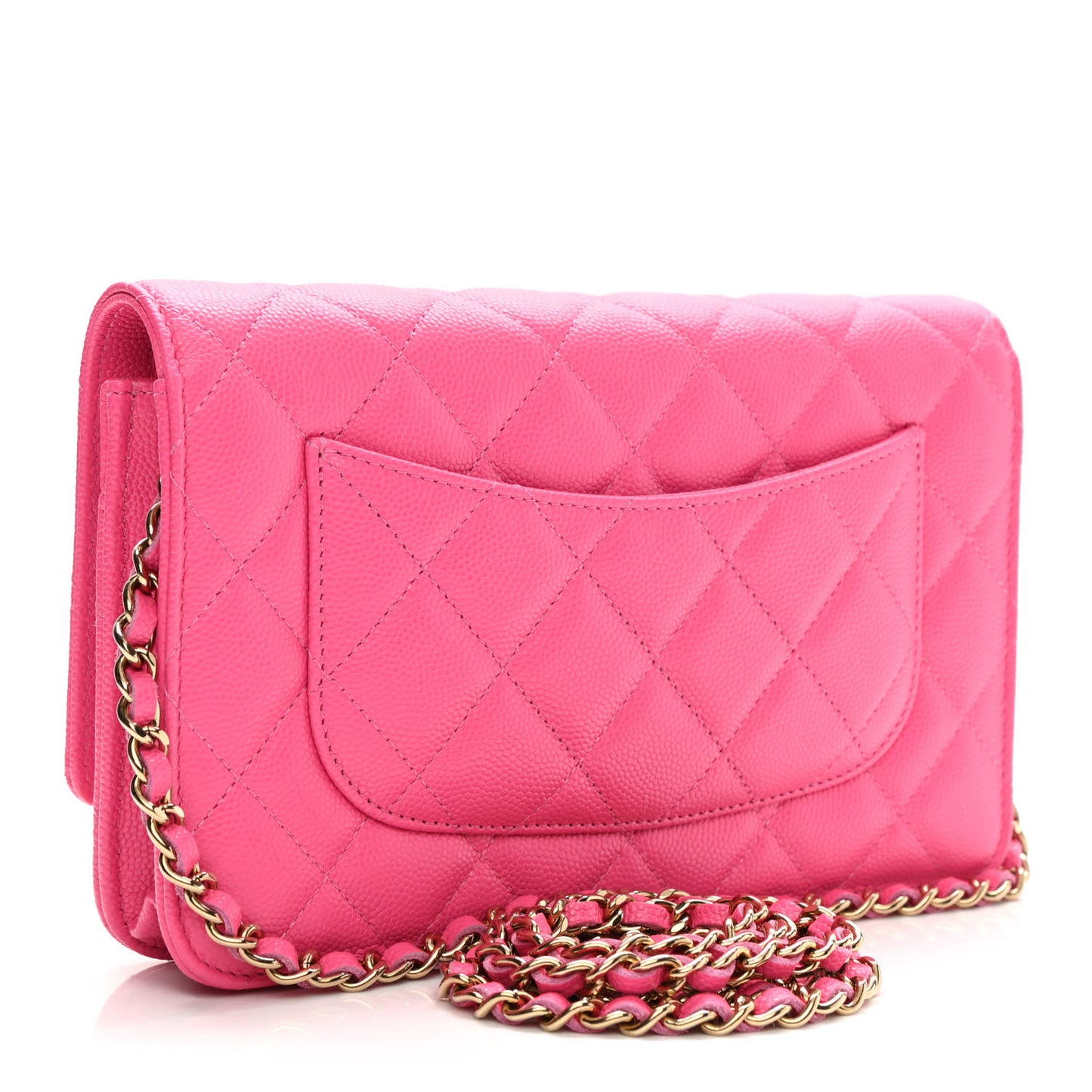 Caviar Quilted Wallet On Chain WOC Fuchsia