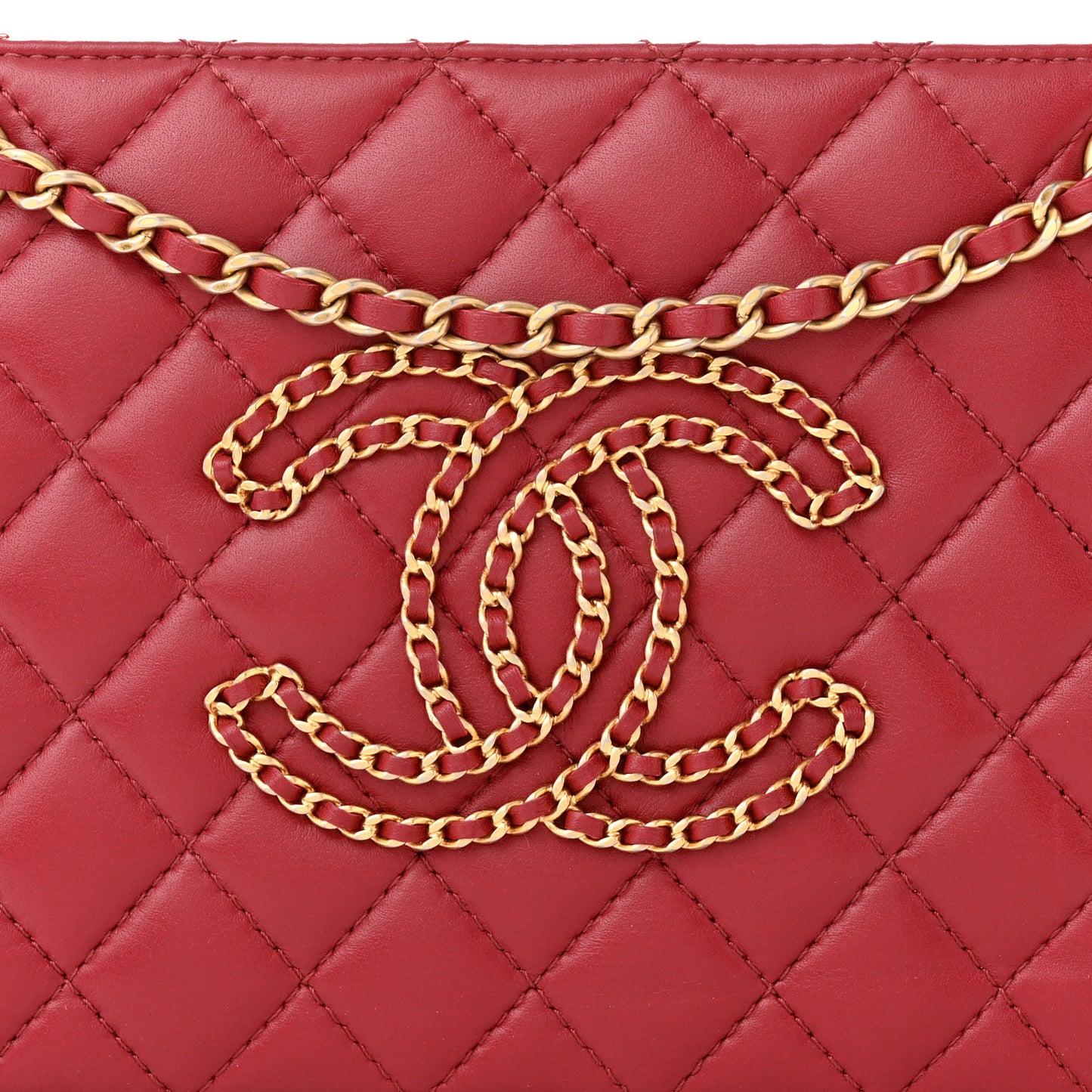 Calfskin Quilted CC Small Once Upon A Time Tote Red