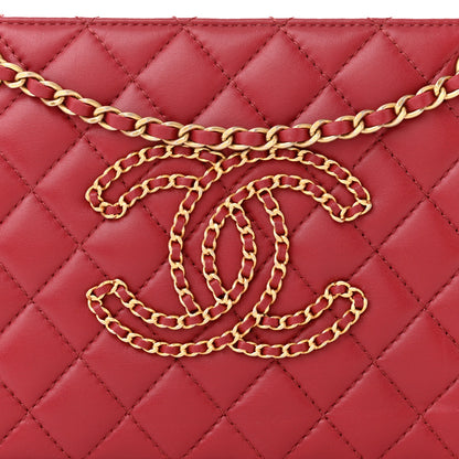 Chanel Calfskin Quilted CC Small Once Upon A Time Tote Red 8 of 10