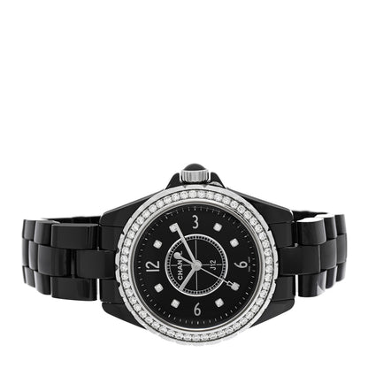 Chanel Stainless Steel Ceramic Diamond Bezel 33mm J12 Quartz Watch Black 2 of 5