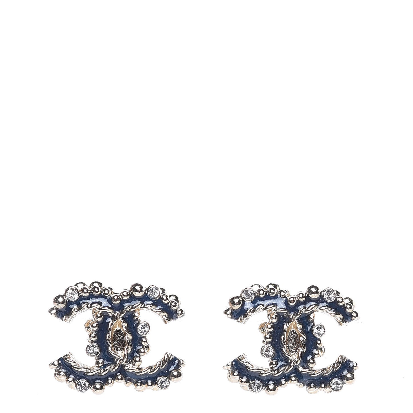 Enamel CC Baroque Earrings Blue Gold
