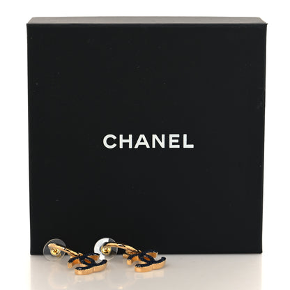 Chanel Metal Enamel CC Denim Drop Earrings Gold Blue 5 of 5