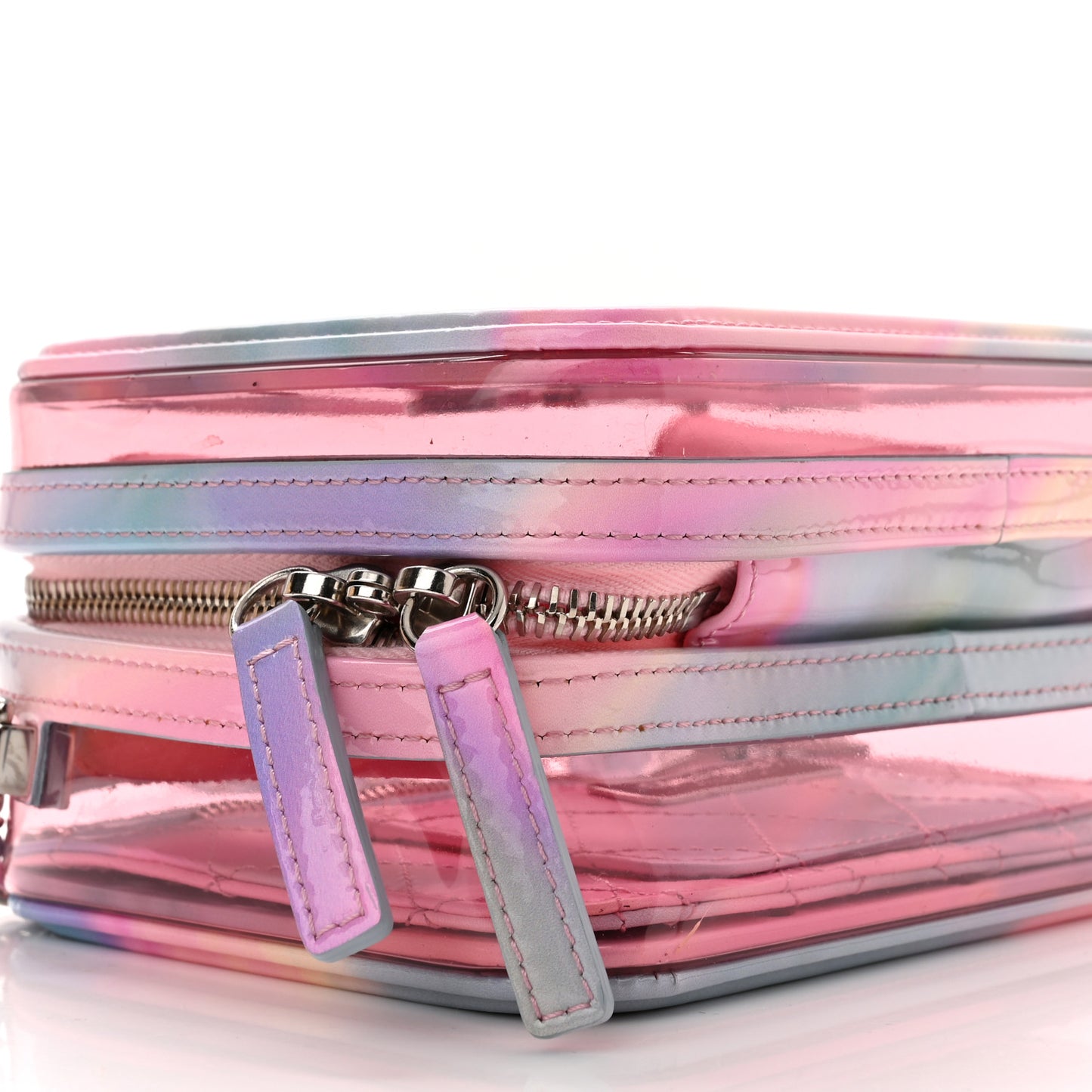 PVC Patent Calfskin Patent Lambskin Small CC Vanity Case Pink