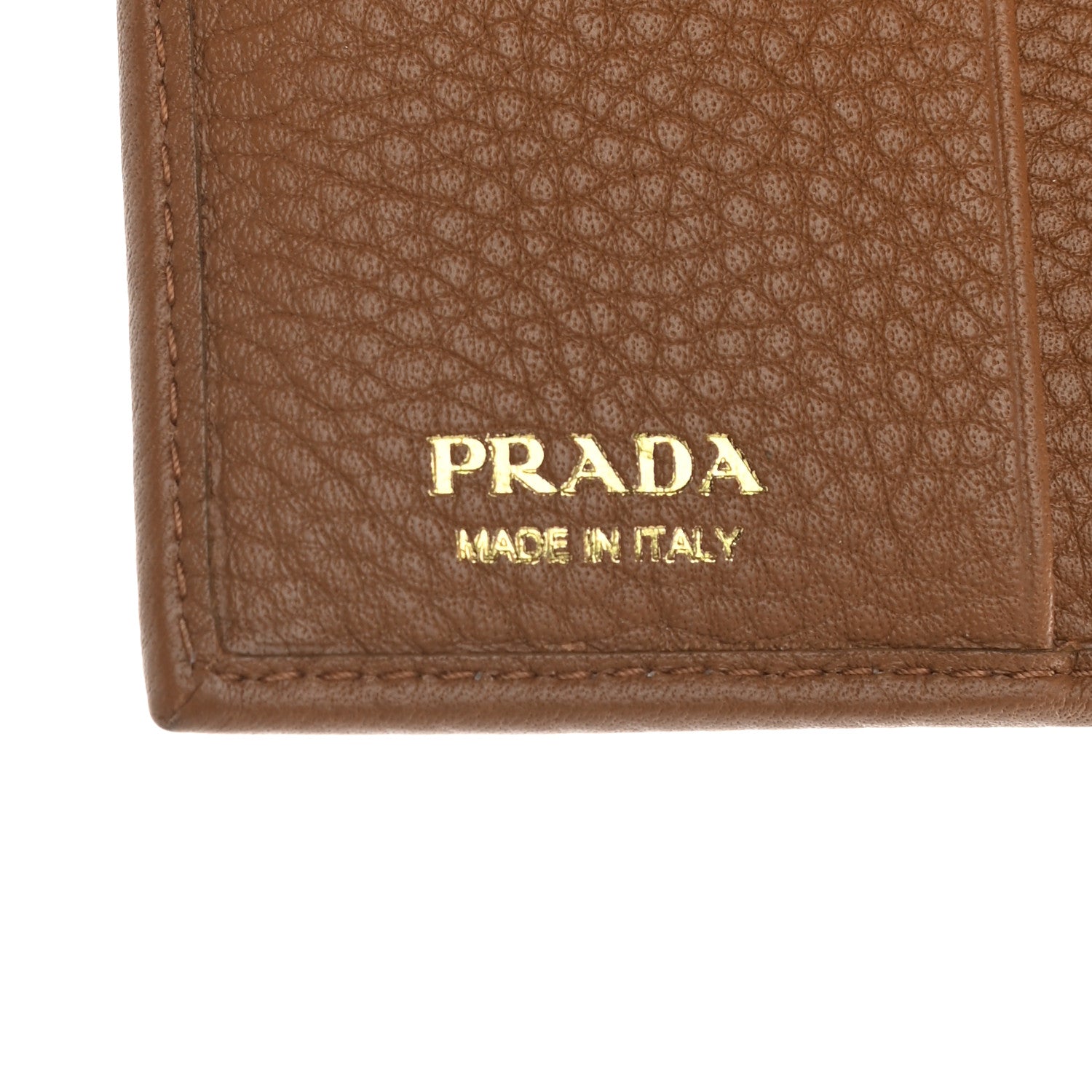 Prada Vitello Daino Small Bi-Fold Wallet Caramel 7 of 9