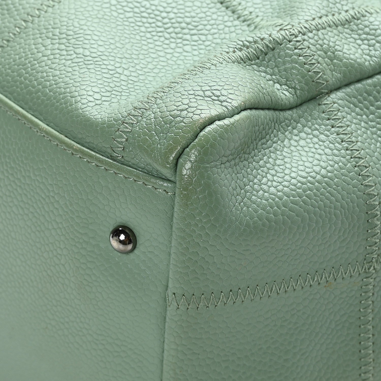 Chanel Caviar Square Stitched Bowler Light Green 11 of 13