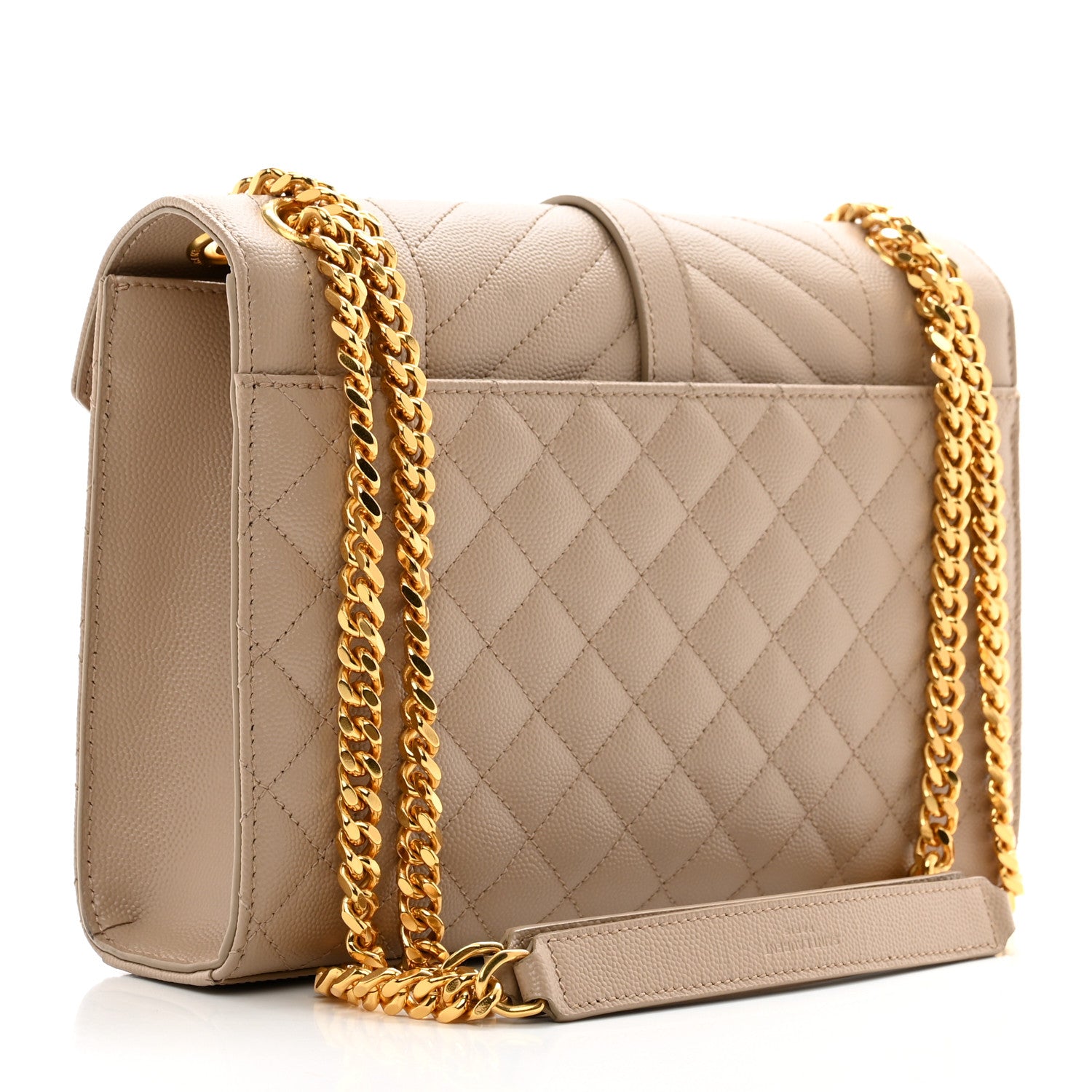 Saint Laurent Grain De Poudre Textured Mixed Matelasse Medium Triquilt Monogram Satchel Dark Beige 3 of 10