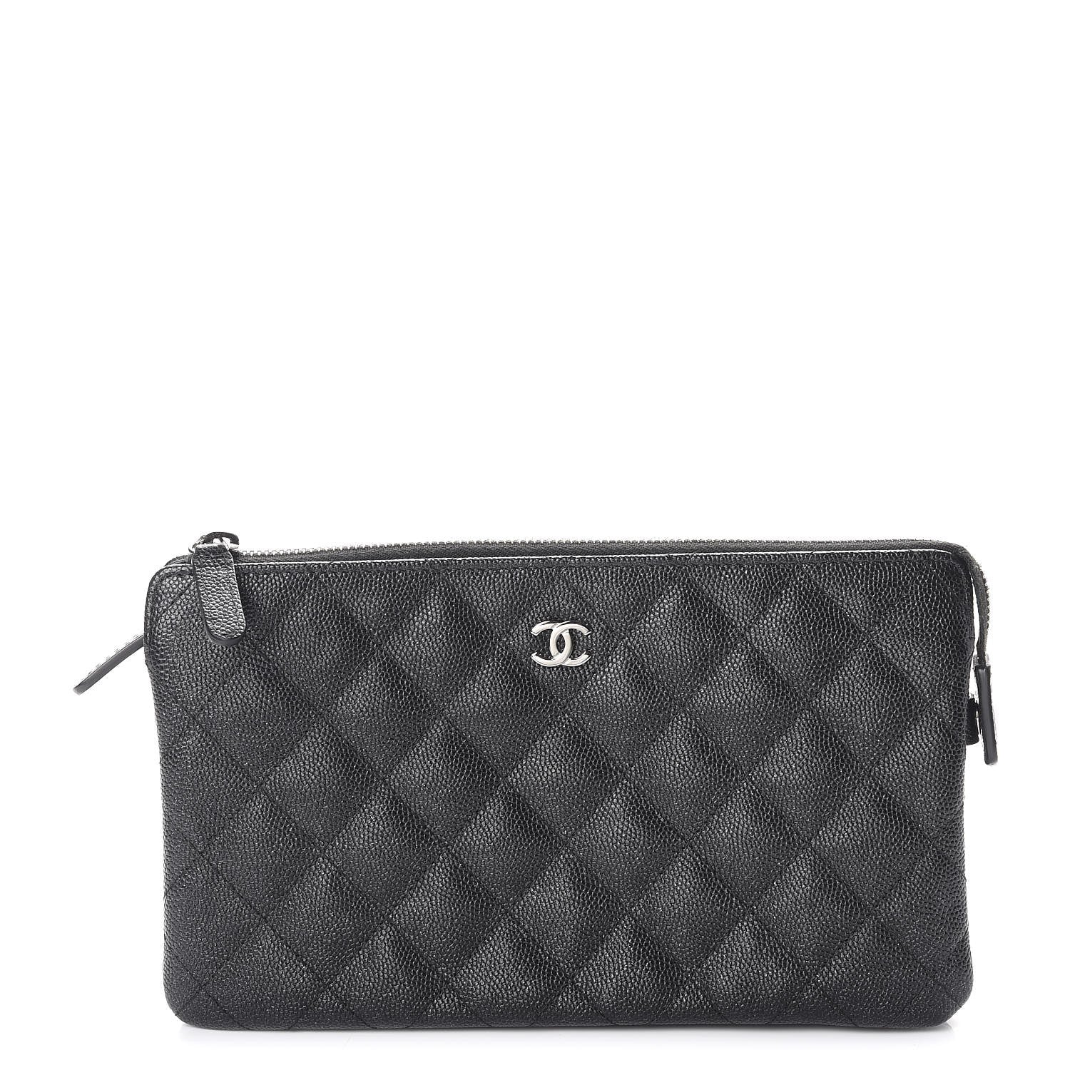 Chanel Iridescent Caviar Quilted Large Zipped Clutch Black 1 of 9