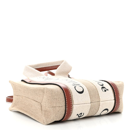 Chloe Cotton Calfskin Mini Woody Ribbon Tote White Brown 4 of 9