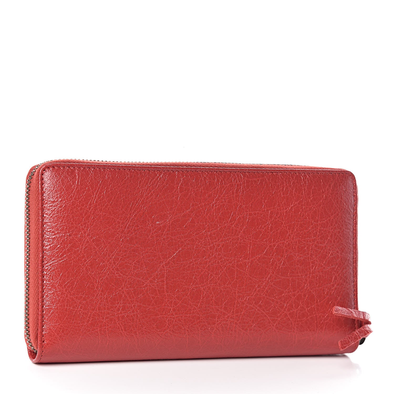 Balenciaga Agneau Classic Hardware Continental Zip Around Wallet Rouge Tango 3 of 8