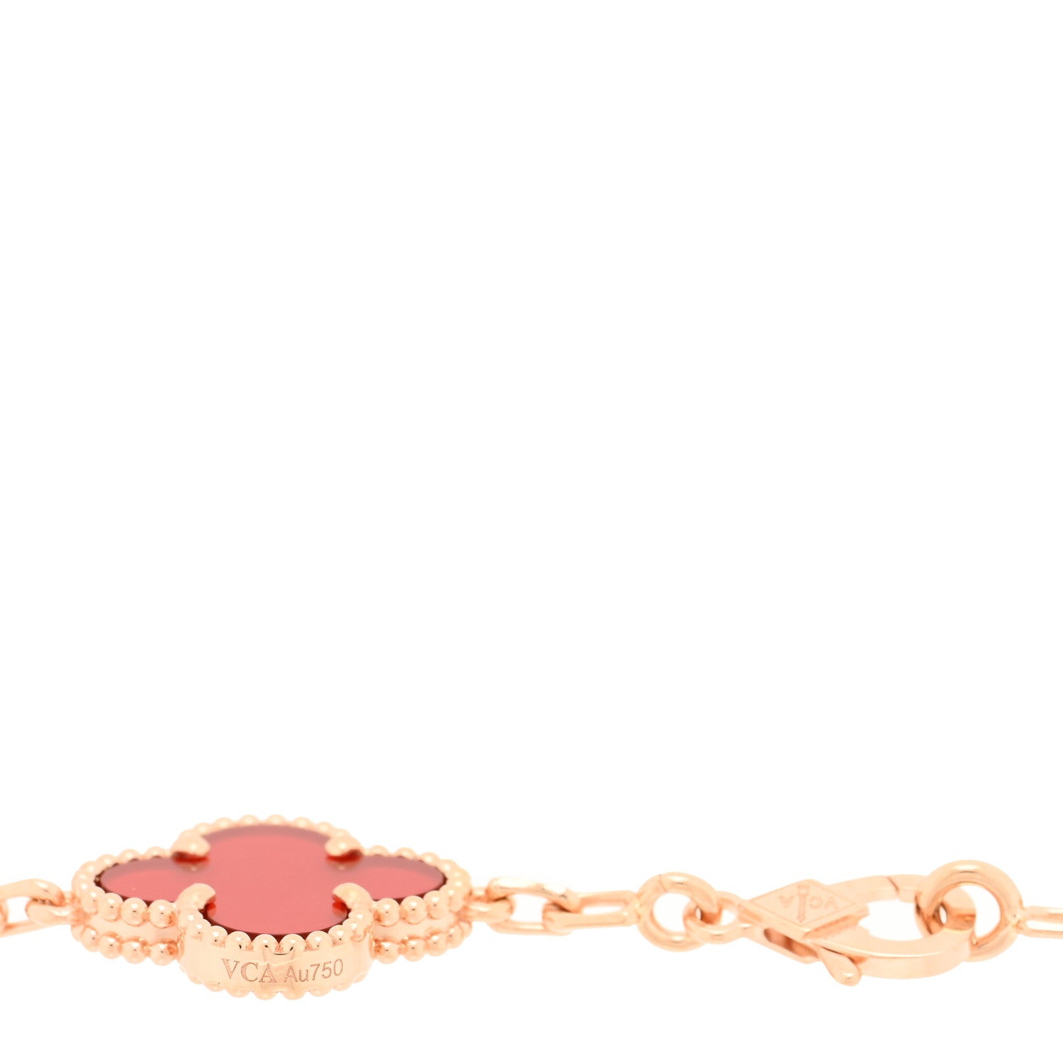 Van Cleef & Arpels 18K Rose Gold Carnelian 5 Motifs Guilloche Vintage Alhambra Bracelet 3 of 4