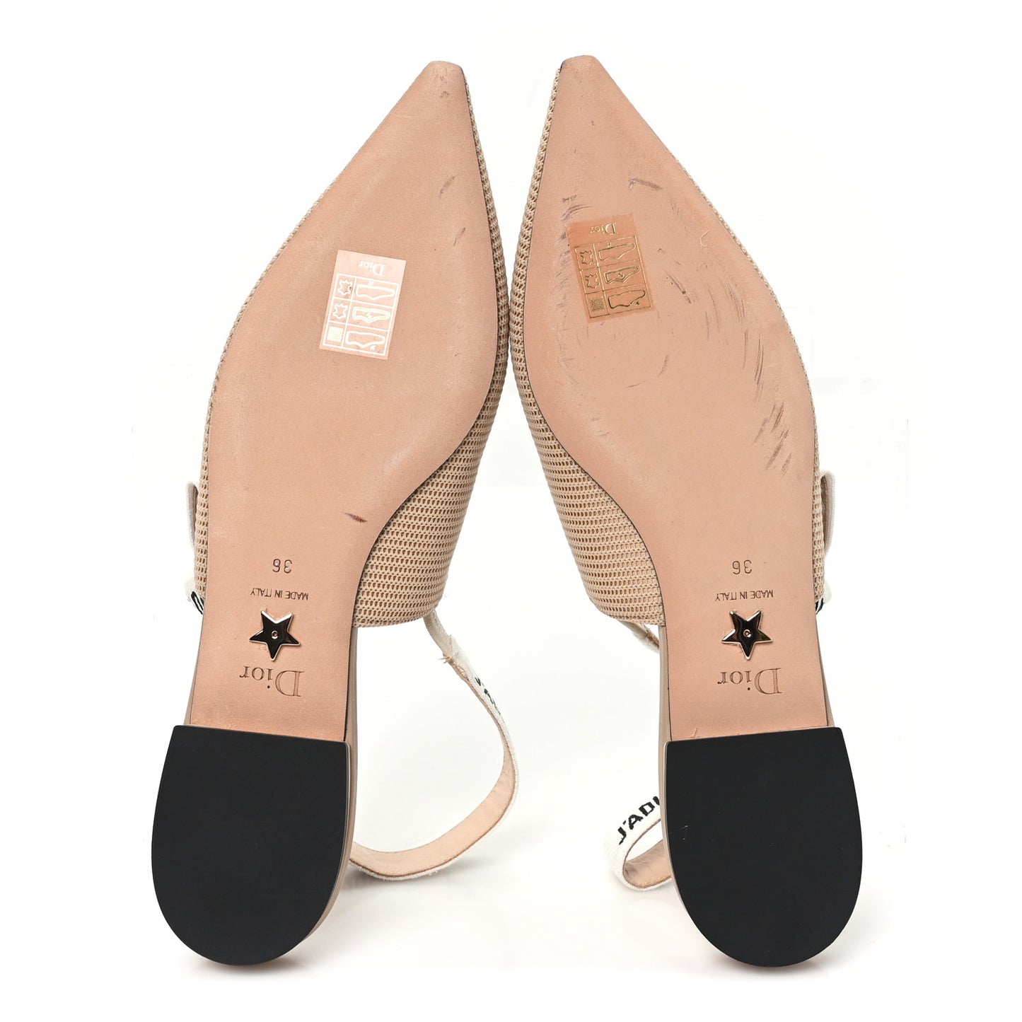 Technical Canvas Ribbon J'Adior Slingback Ballet Flats 36 Powder Nude