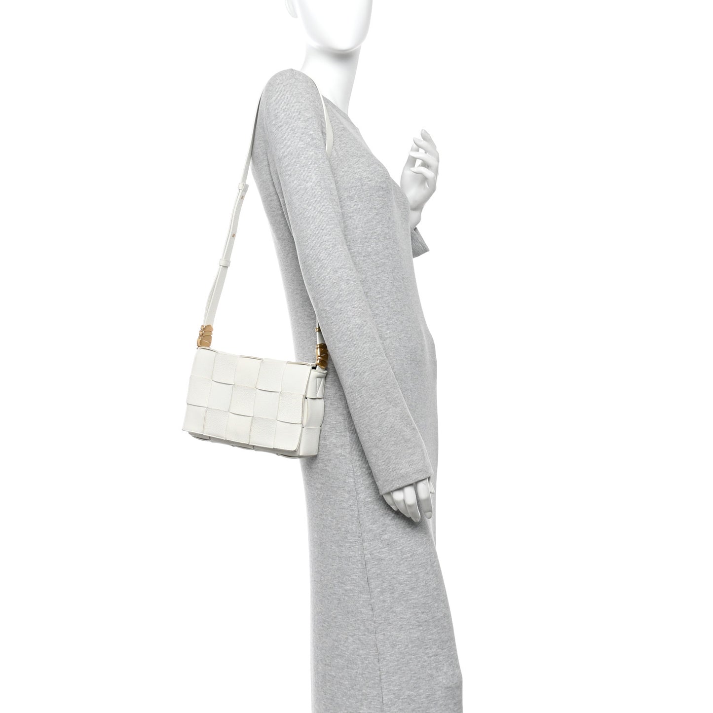 Grained Calfskin Maxi Intrecciato Cassette Crossbody Bag White