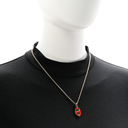 Hermes Metal Enamel Mini Maillon Pendant Necklace Rouge Vif 2 of 6