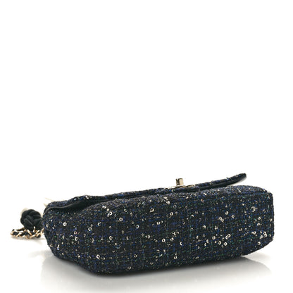 Chanel Tweed Medium Pearl Handle Flap Black Ecru 4 of 10