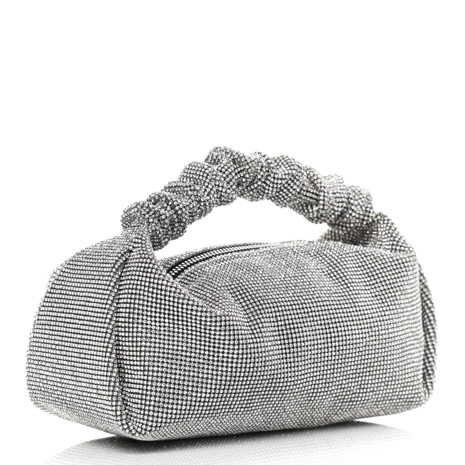 Alexander Wang Mesh Crystal Rhinestone Mini Scrunchie Clutch Black Silver 3 of 10