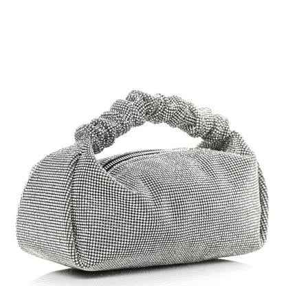 Alexander Wang Mesh Crystal Rhinestone Mini Scrunchie Clutch Black Silver 3 of 10