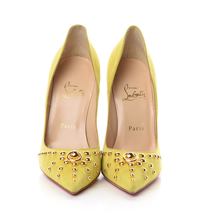 Christian Louboutin Suede Door Knock 120 Pumps 38 Anis Gold 2 of 7