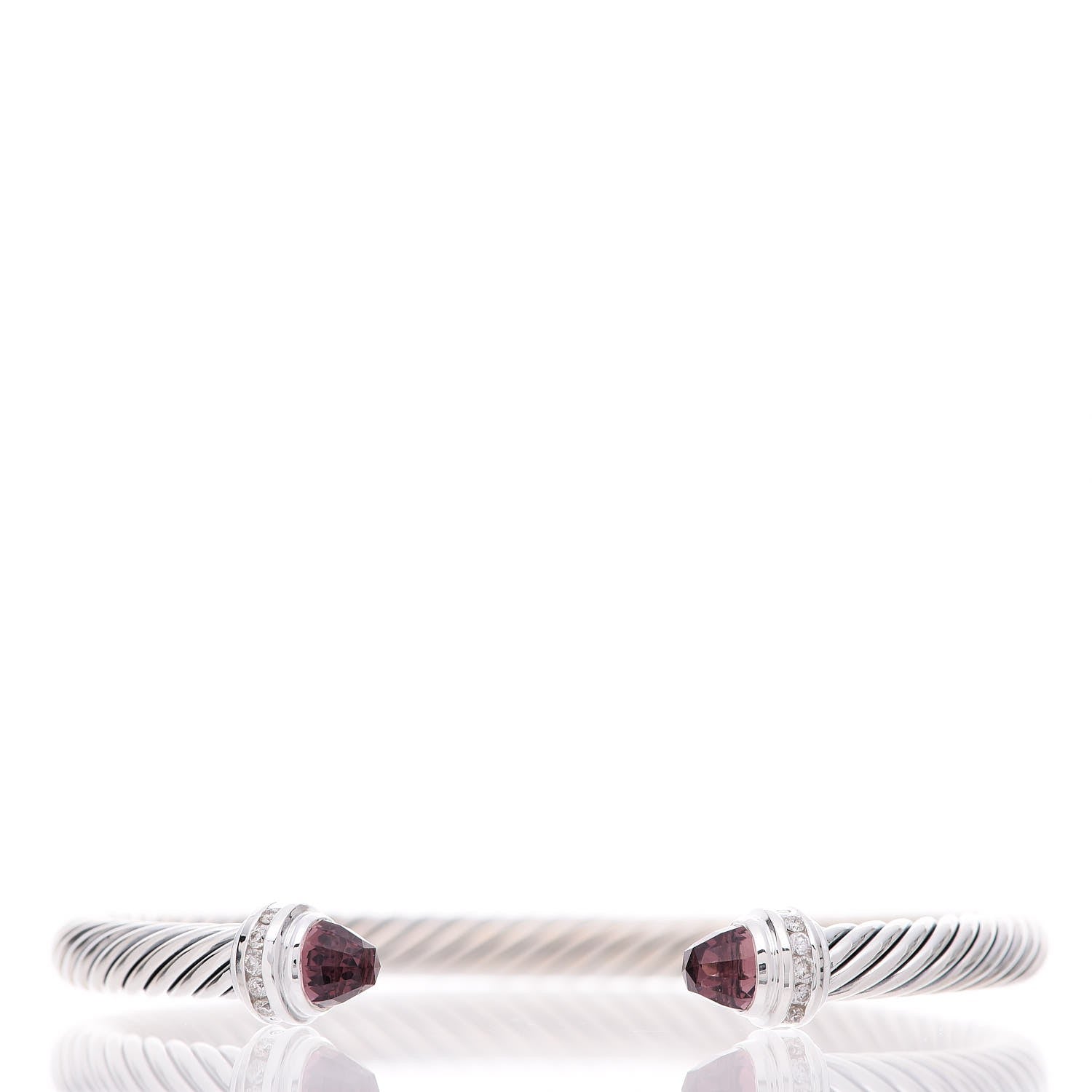 David Yurman Sterling Silver Diamond Tourmaline 5mm Cable Classics Bracelet 1 of 6