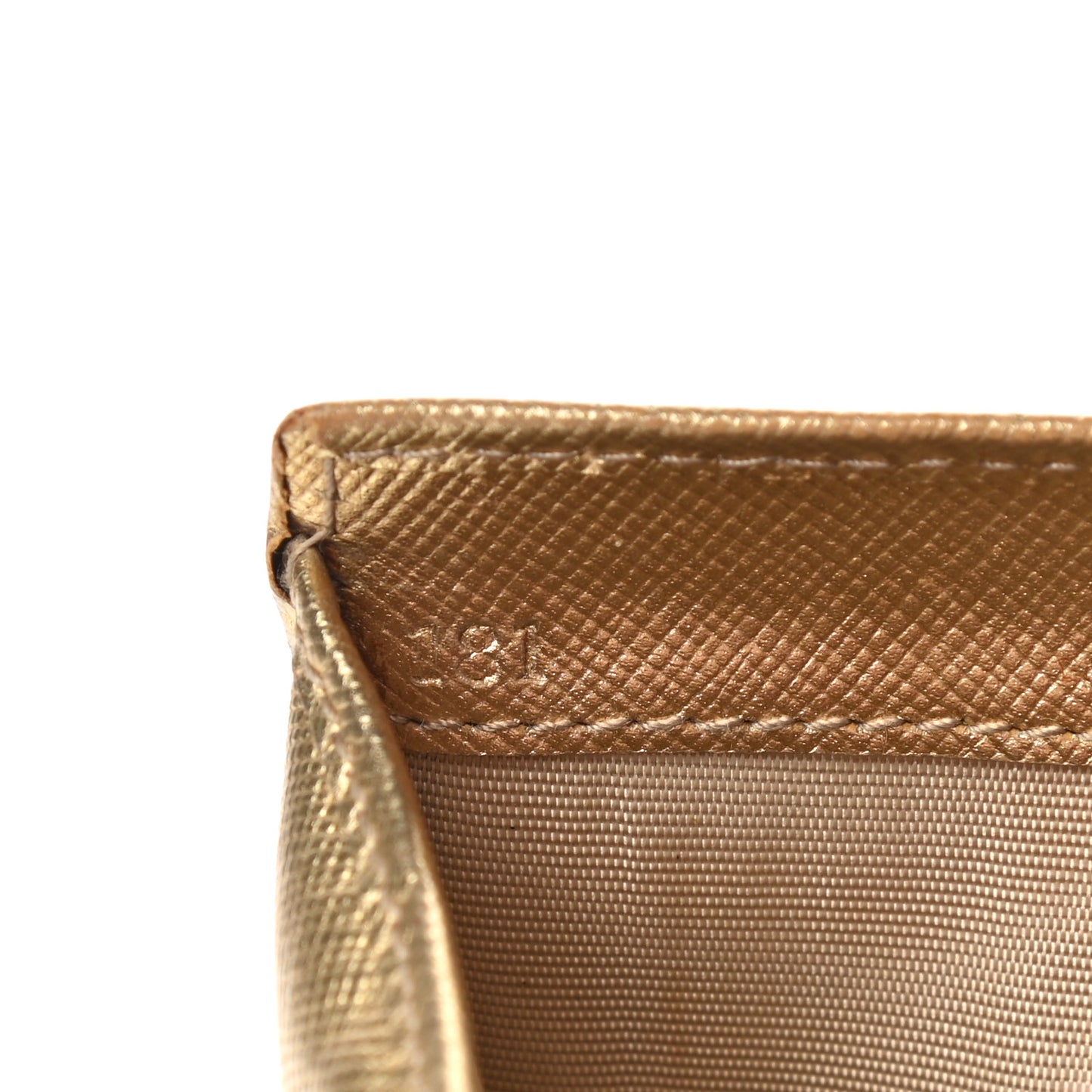 Metallic Saffiano Compact Flap Wallet Gold