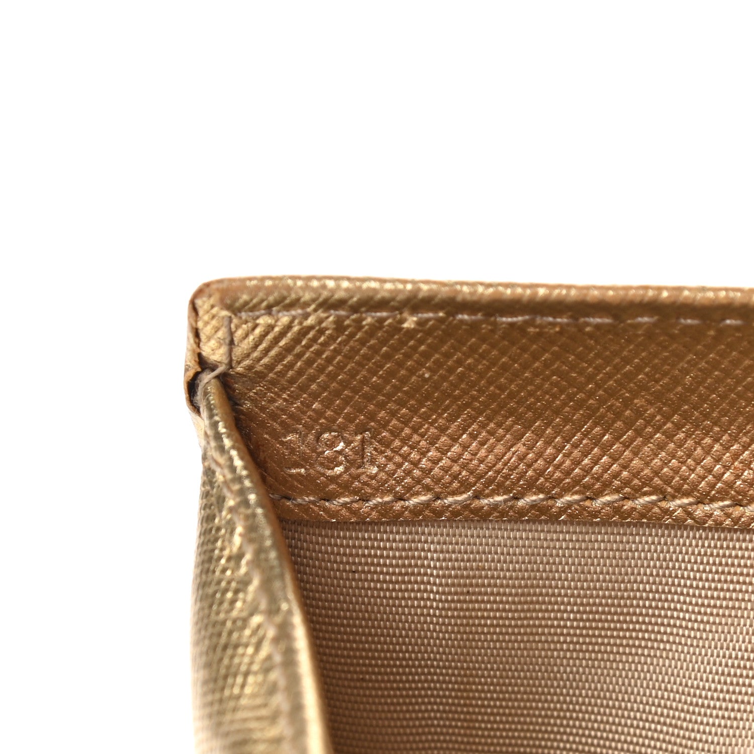 Prada Metallic Saffiano Compact Flap Wallet Gold 7 of 14