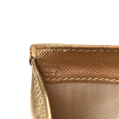 Prada Metallic Saffiano Compact Flap Wallet Gold 7 of 14