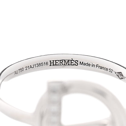 Hermes 18K White Gold Diamond PM Echappee Ring 52 6 4 of 5