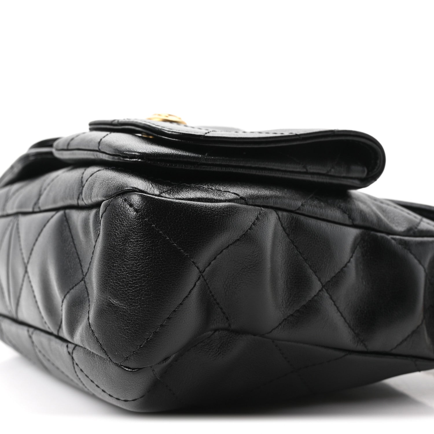 Chanel Shiny Calfskin Quilted Small Supple Twins Hobo Bag Black 10 of 10