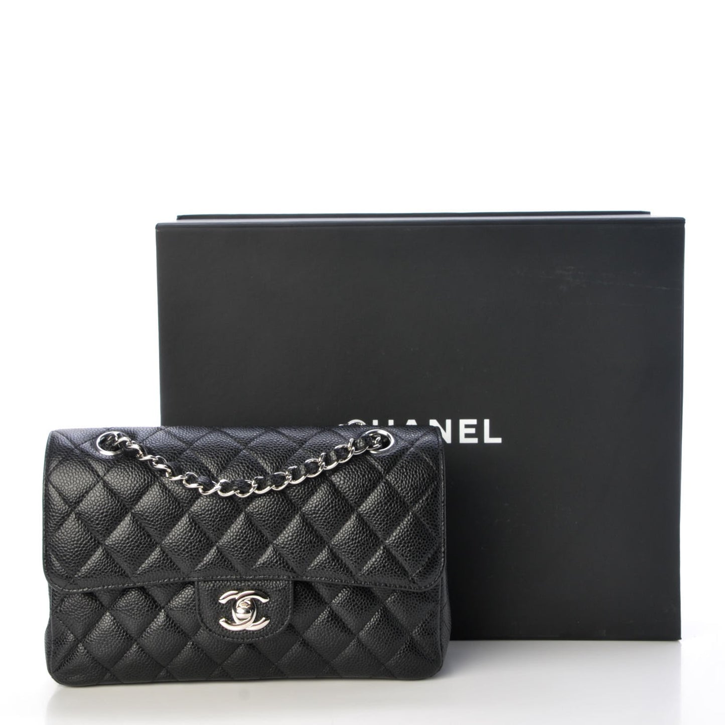 Caviar Quilted Small Double Flap Black