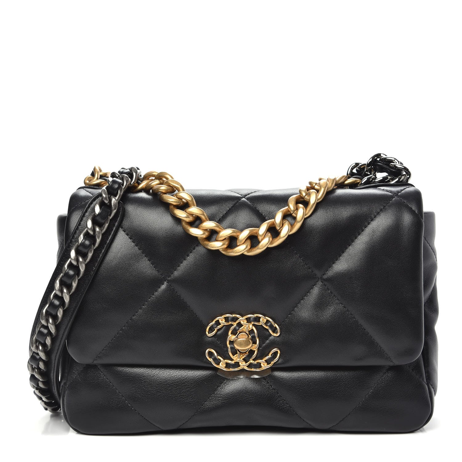 Chanel Lambskin Quilted Medium 19 Flap Black 1 of 11