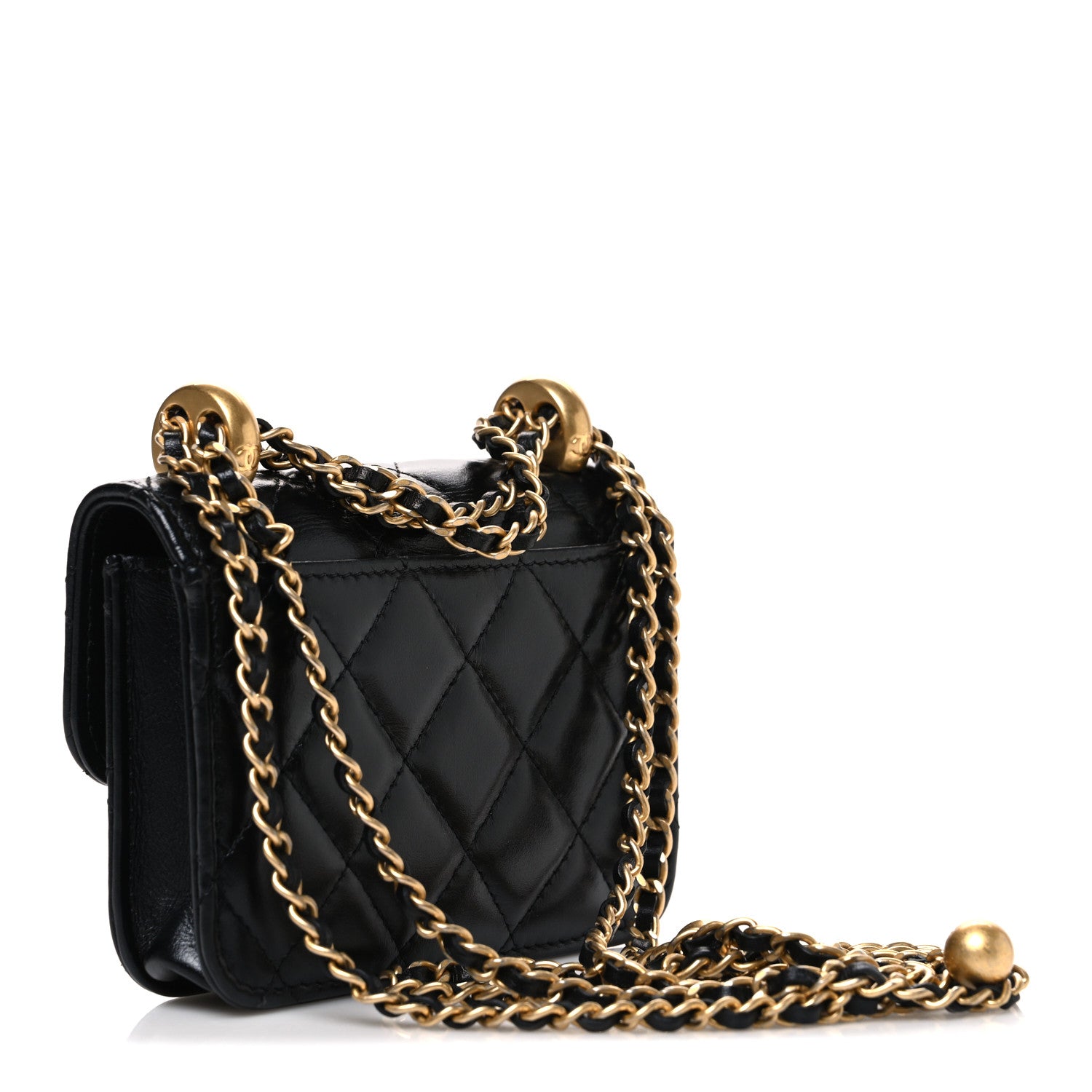 Chanel Calfskin Quilted Perfect Fit Coin Purse With Chain Black 3 of 11