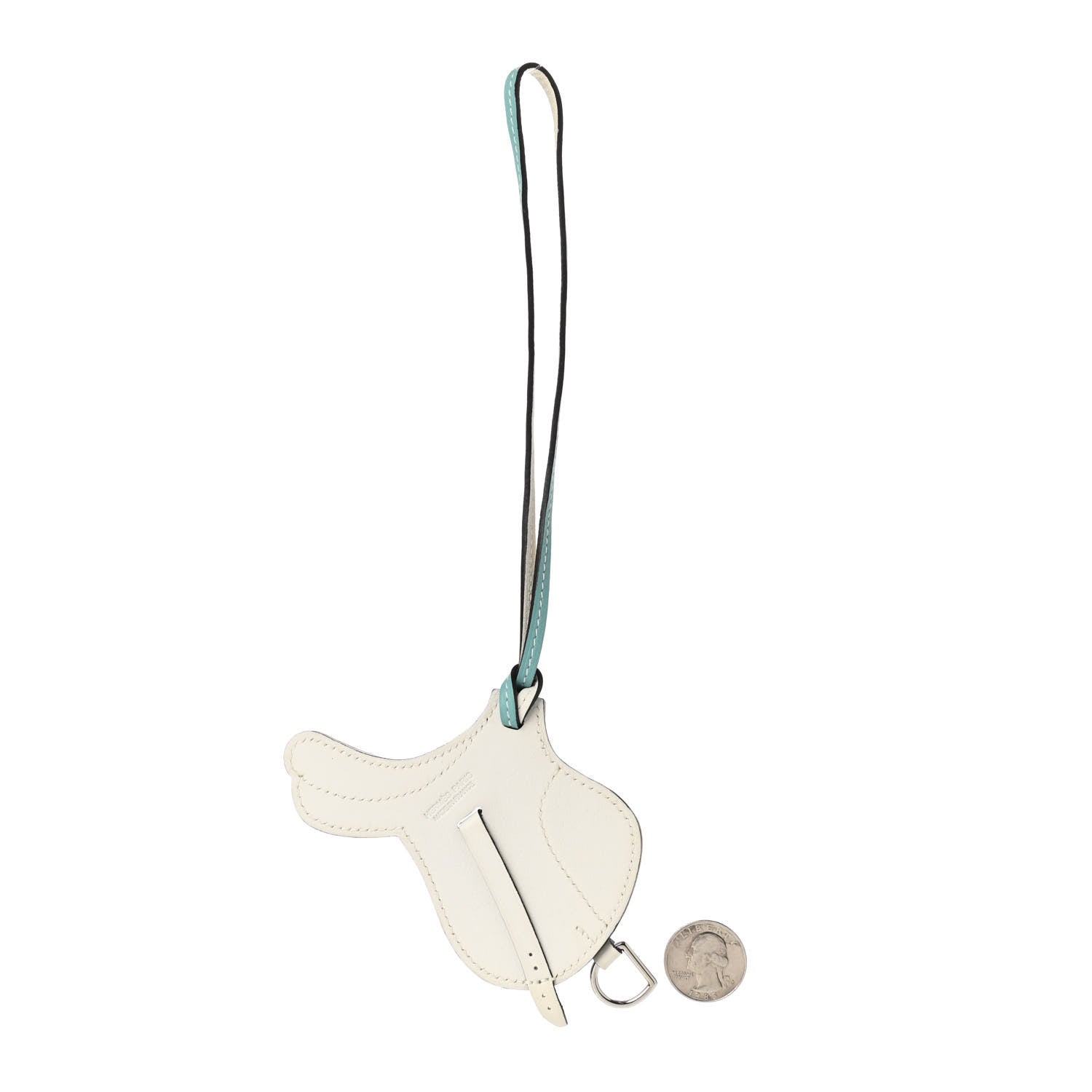 Hermes Swift Paddock Selle Horse Saddle Bag Charm Bleu Atoll White 2 of 4