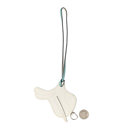 Hermes Swift Paddock Selle Horse Saddle Bag Charm Bleu Atoll White 2 of 4