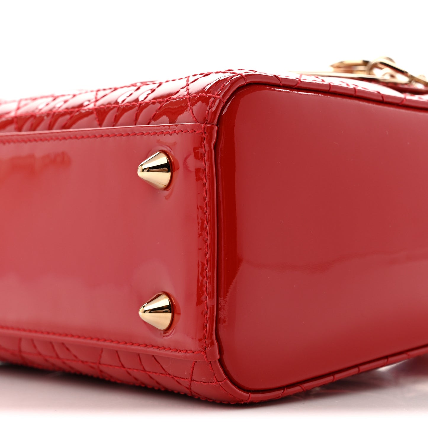Patent Cannage Small Lady Dior Cherry Red