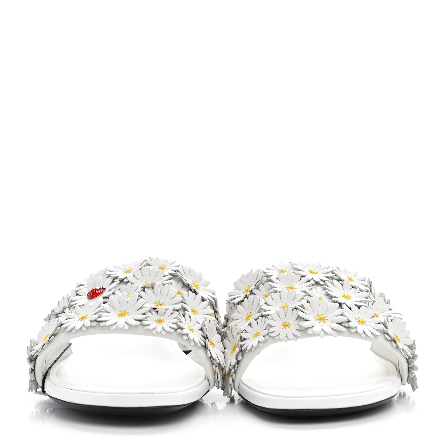 Christian Dior Lambskin Daisy Embroidered Dior Bloom Heeled Slide Sandals 39 White 3 of 10