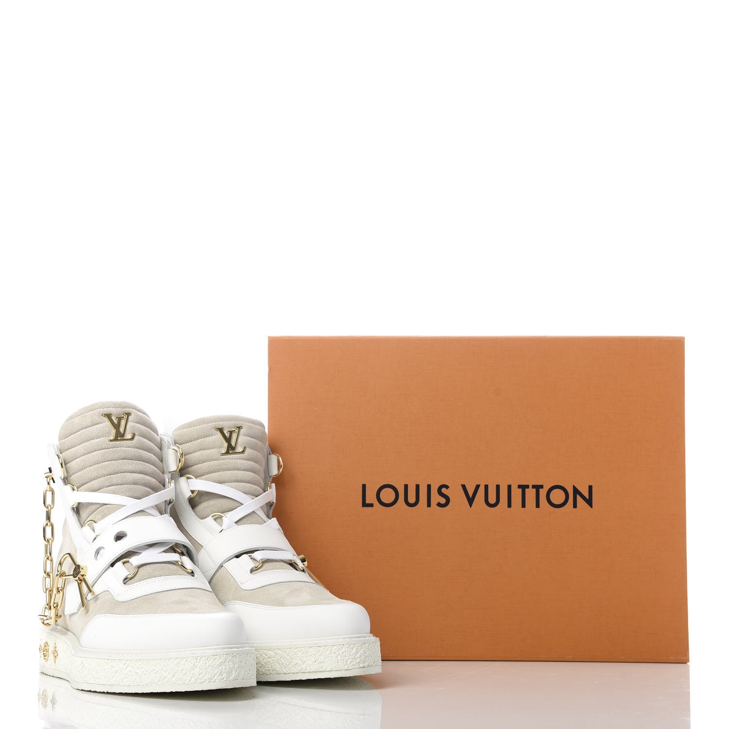 Louis Vuitton Calfskin Suede Mens Creeper Ankle Boots 8.5 White 10 of 10