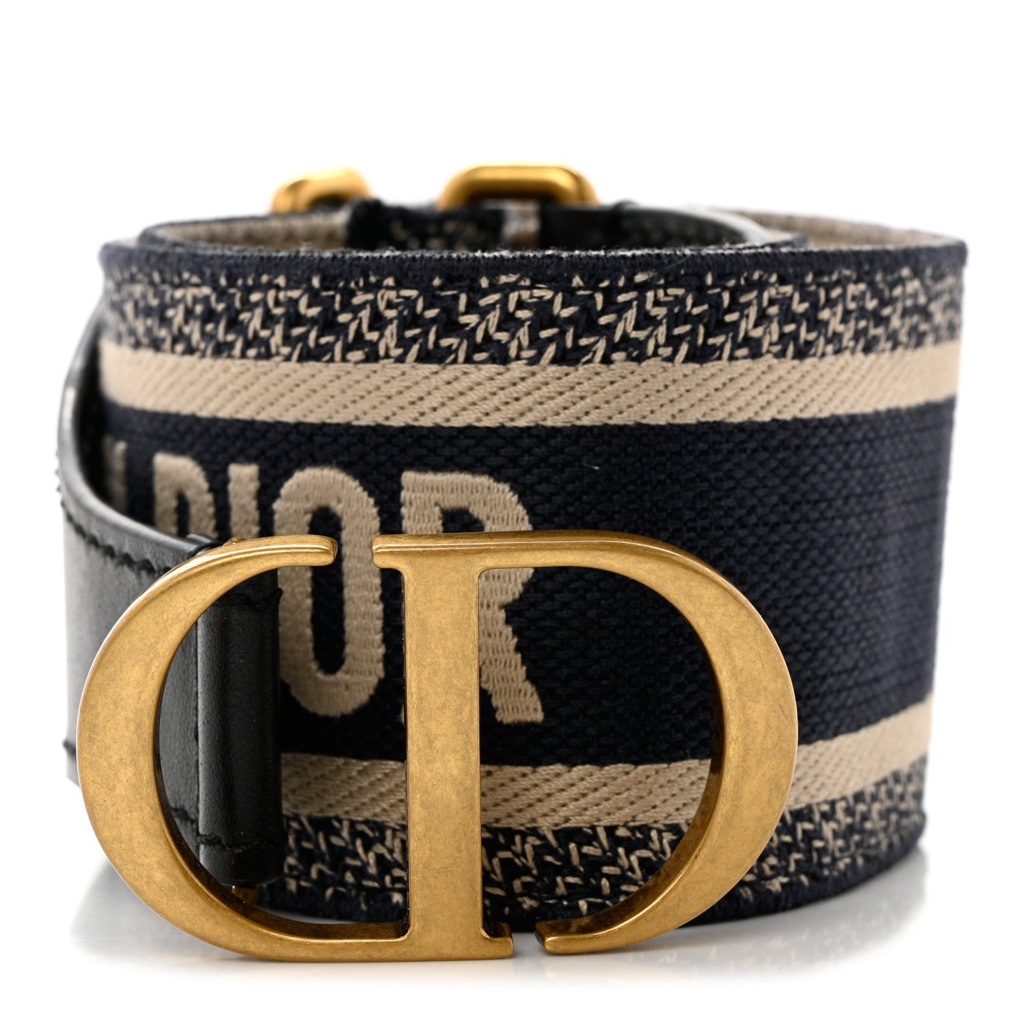 Christian Dior Canvas Embroidered Large Book Belt 85 34 Black Beige 1 of 7