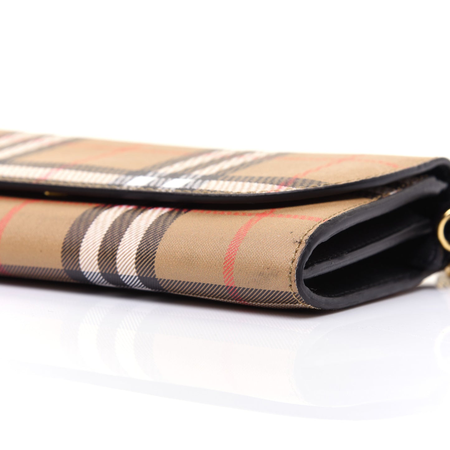 Vintage Check Henley Wallet On Chain Black