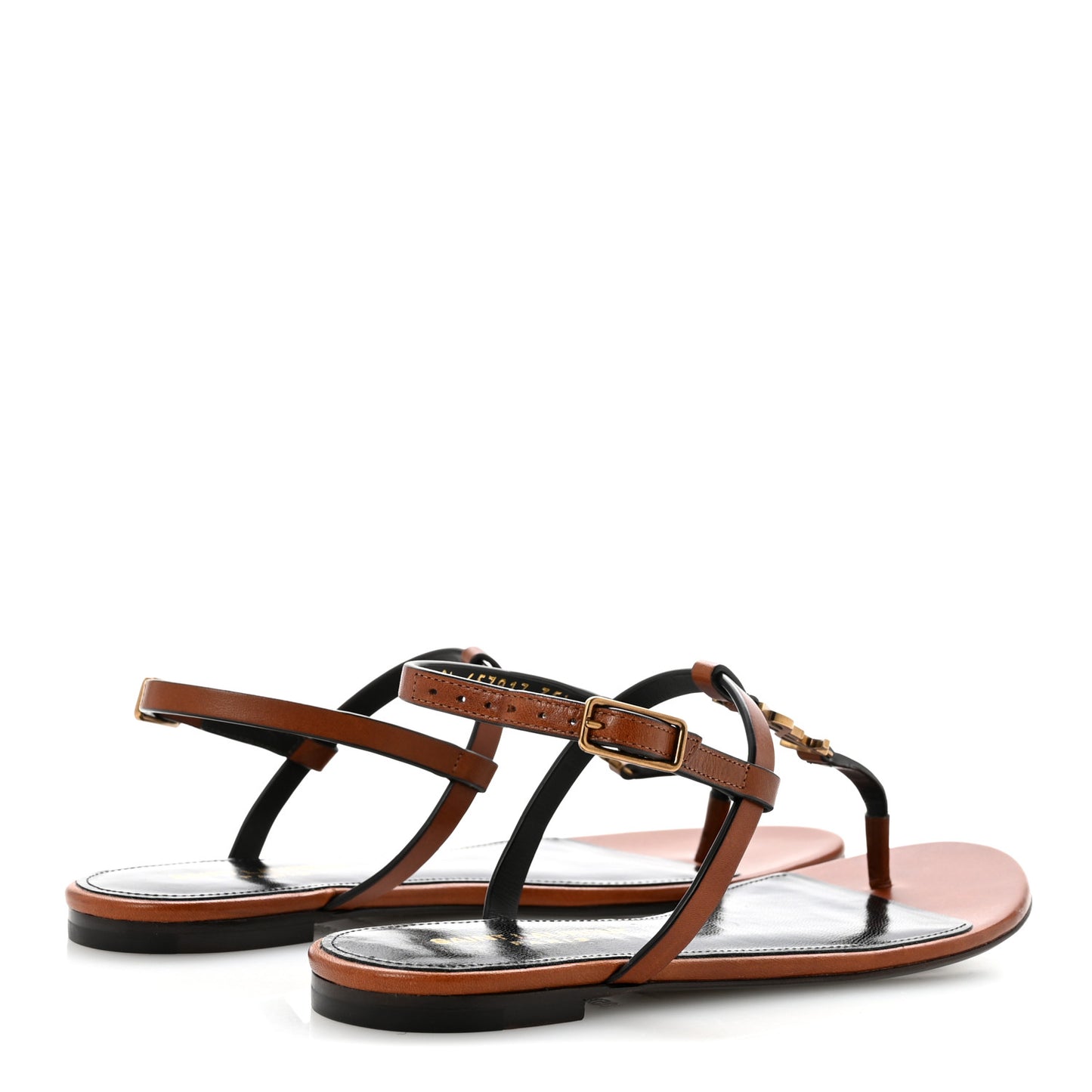 Calfskin Maine Cassandra Monogram 05 Sandals 35.5 New Papaya