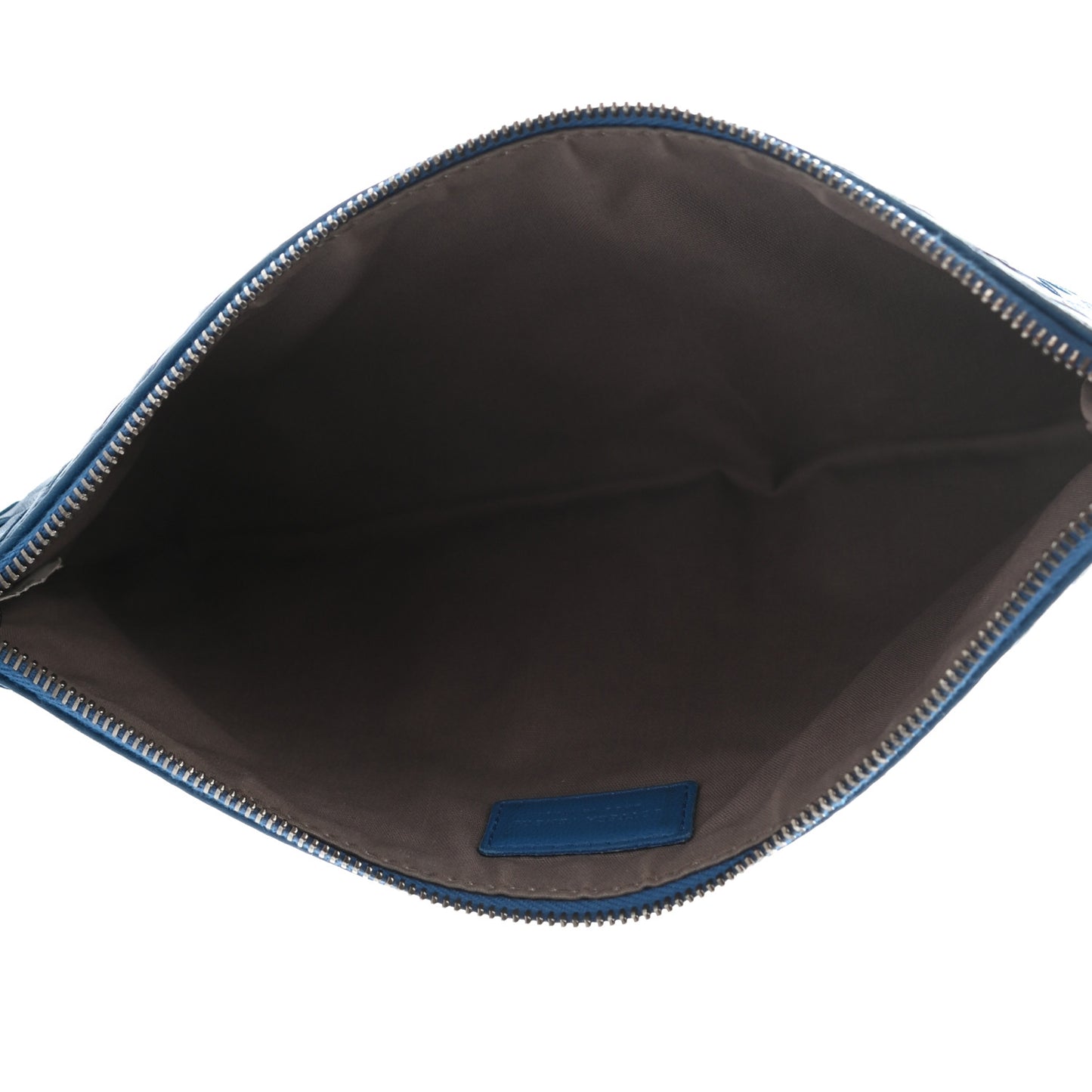Nappa Intrecciato Zip Pouch Blue