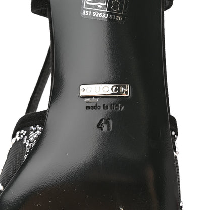 Gucci Tela Retino Kid Scamosciato Crystal GG Monogram Square G 35mm Slingback Pumps 41 Black 6 of 9