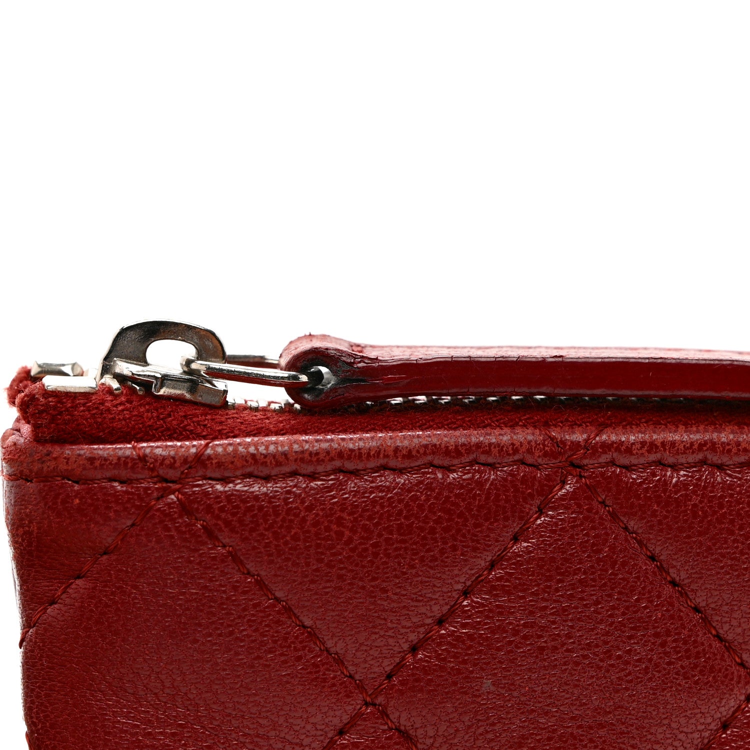 Chanel Lambskin Quilted Small Cosmetic Case Red 8 of 9