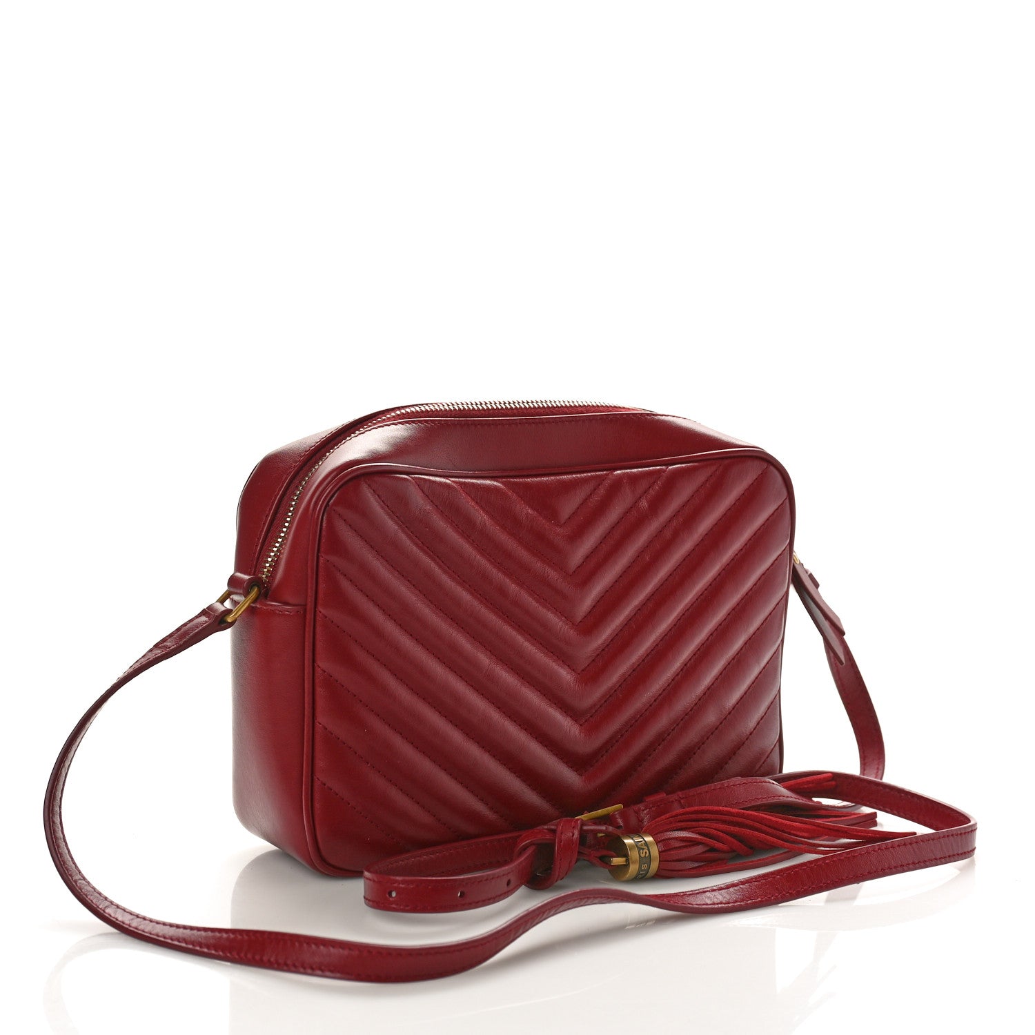 Saint Laurent Calfskin Matelasse Monogram Lou Camera Bag Dark Legion Red 3 of 9