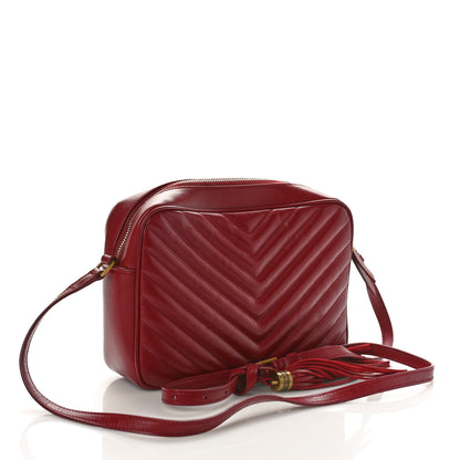Saint Laurent Calfskin Matelasse Monogram Lou Camera Bag Dark Legion Red 3 of 9