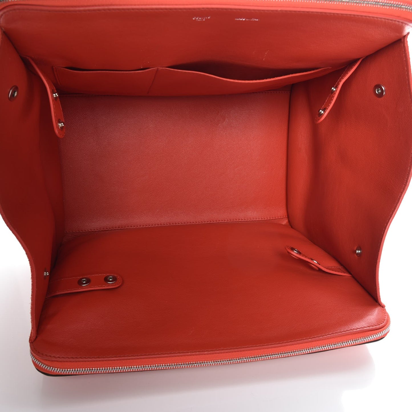 Drummed Calfskin Suede Double Zip Trapeze Vermillion