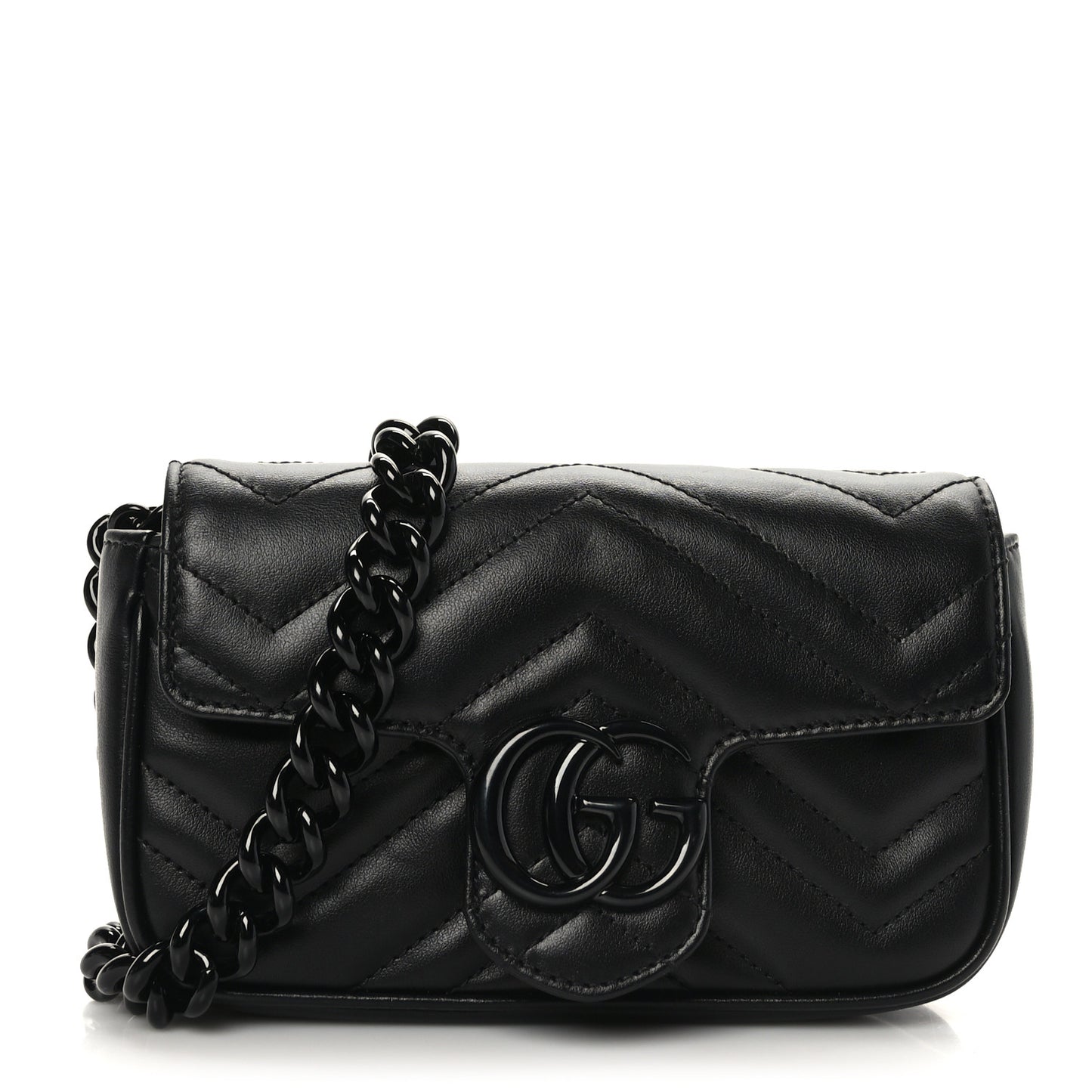 Calfskin Matelasse Monochrome GG Marmont Chain Belt Bag Black
